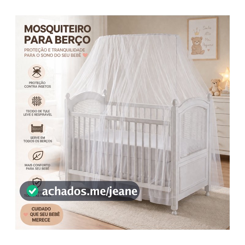 Mosquiteiro Para Berço Americano e Mini Berço Tule Tela Mosquiteira Cortinado Rede Protetora