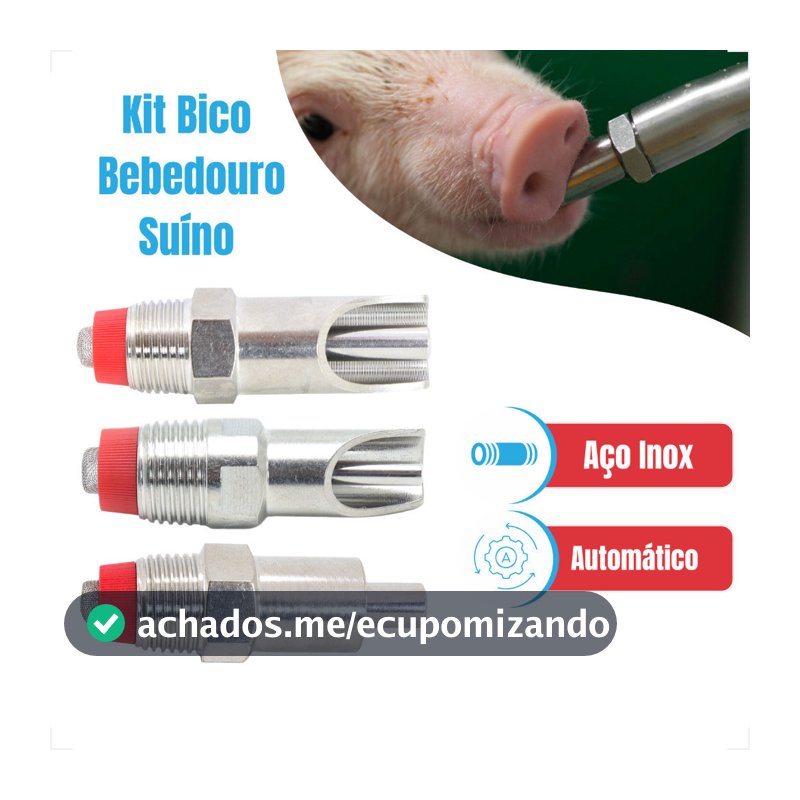 kit 2-4 Bico Bebedouro Chupeta Automático Inox Porco Suíno Resistente ALTO