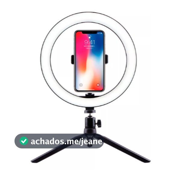 Anel Ring Light16cm/ 26cm com Tripé de Mesa, Suporte para Celular e Conexão USB
