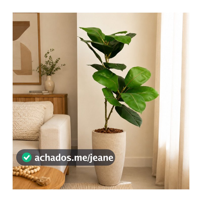 Planta Artificial Ficus Lyrata 90cm Realista Haste Decorativa Para Sala Escritório