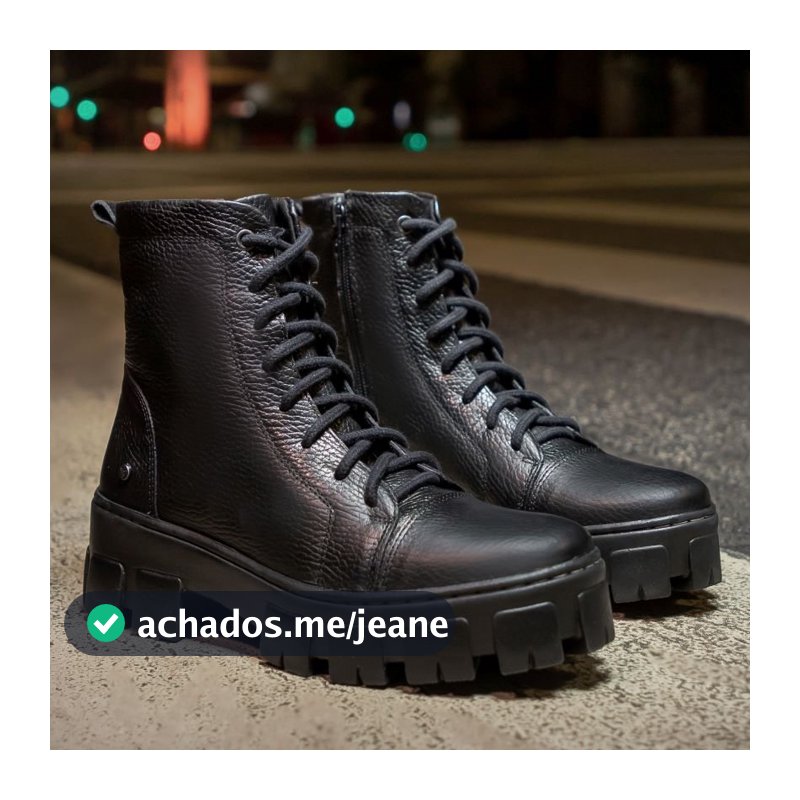 Coturno Feminino Vittal Couro Legitimo Buckle Solado Tratorado