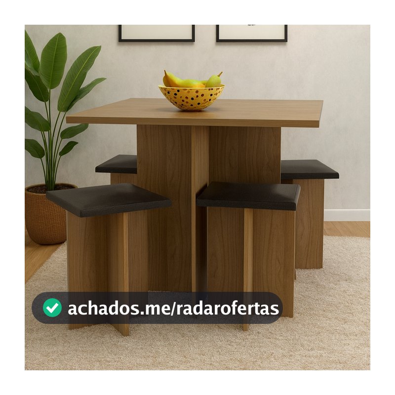 Conjunto Mesa Jantar Cozinha  Pequena Compacta E Bancos 4 Lugares