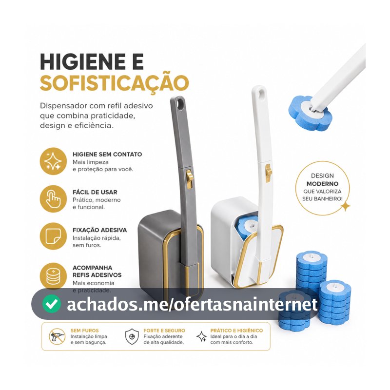 Kit Escova Sanitária com Refis Descartáveis 6 ou 12 Unidades + Suporte para Banheiro