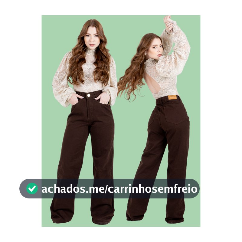 Calça Wide Leg Feminina Marrom  100% Algodão, Moderna e Versátil para Trabalho e Passeio