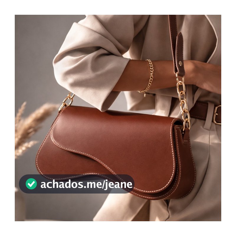 Bolsa Feminina Média Espaçosa Detalhes Dourado Baguete Moderna