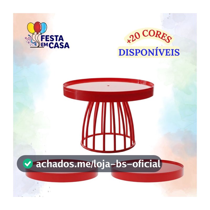 KIT BOLEIRA BABY 18 CM com 2 Bandejas Solene para Decoração e Festas