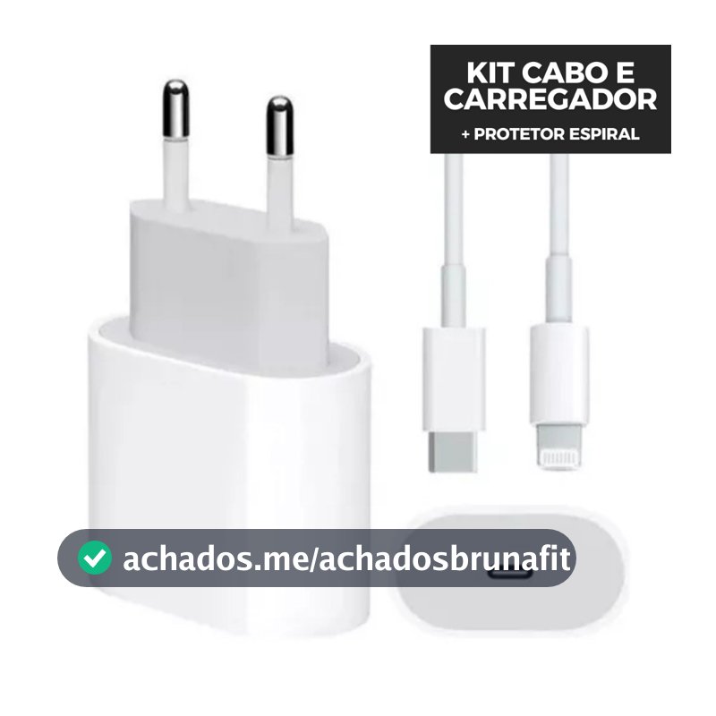 Kit Carregador de Iphone Turbo Cabo e Fonte 20w Carga Rápida + Protetor Espiral – Envio Garantido