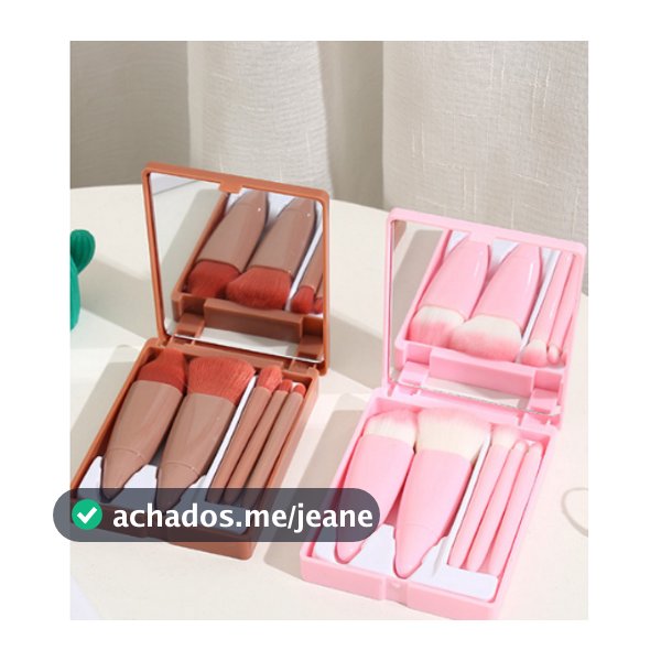 KIT 12PC Mini Espelho De Maquiagem Portátil Com 5 Pcs Pincéis De Maquiagem Lupa Mão Segurar Bolso Dobrável Maquiagem Bel