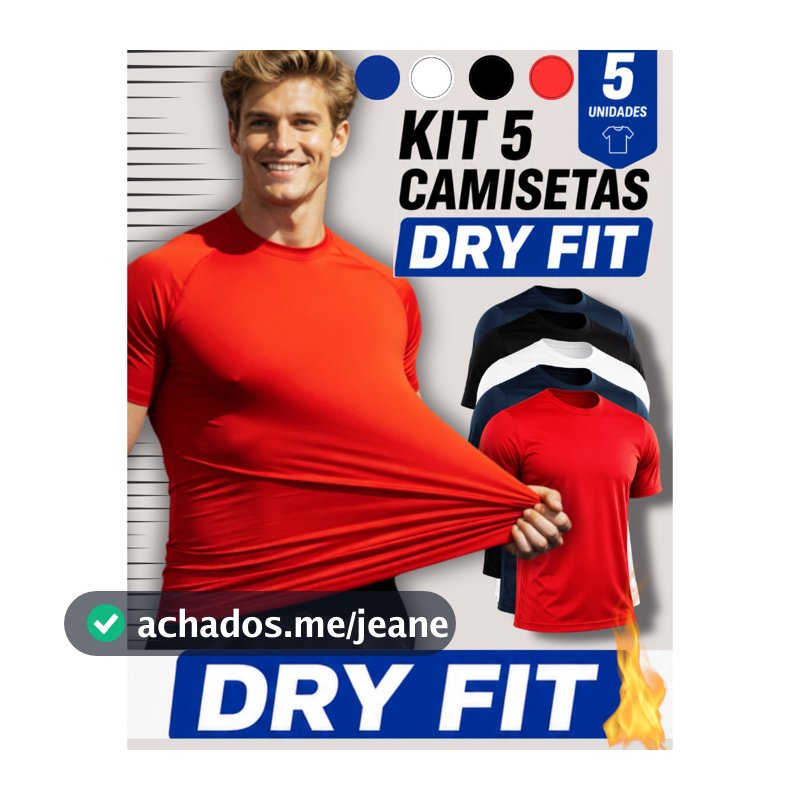 Kit 5 Camisetas Dry Fit Masculina Academia Treino Corrida Fitness Masculino Básico Qualidade Premium