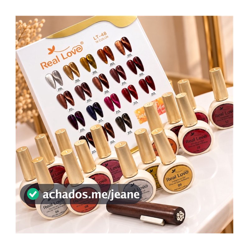 Kit 6 Esmaltes em Gel Magnético Olho de Gato Real Love + Imã Real Love Cores Sortidas