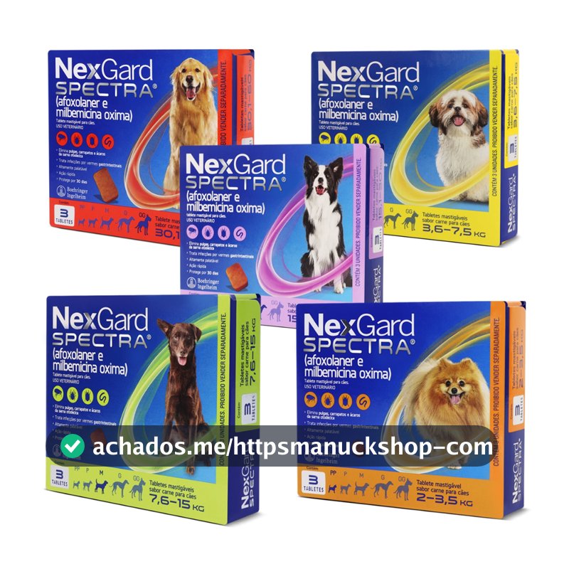 Nexgard Spectra Cães de 2 a 60kg c/ 3 Tabletes Antipulgas e Carrapatos Para Cachorro