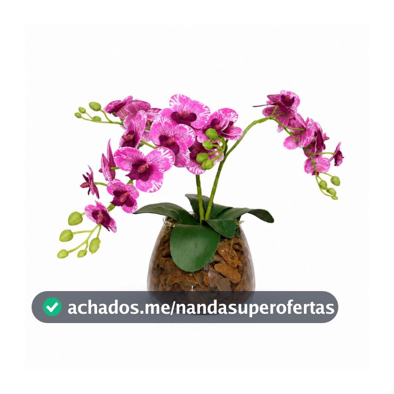 ARRANJO ORQUIDEA ARTIFICIAL 3D HASTES VASO VIDRO INCOLOR