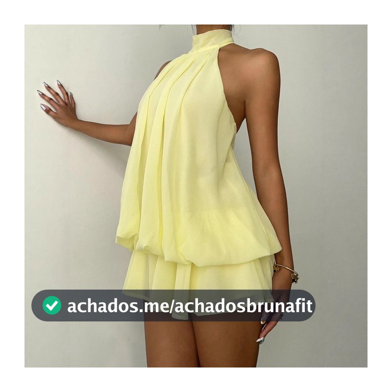 Vestido de Férias Elegante e Sexy, Sem Costas, Decote Halter, Cintura com Laço, Versátil, em Cor Sólida