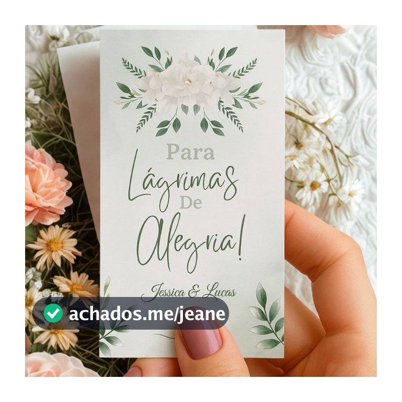 100 Lágrimas de Alegria Tags Personalizadas para Casamentos kit saquinho e lenço