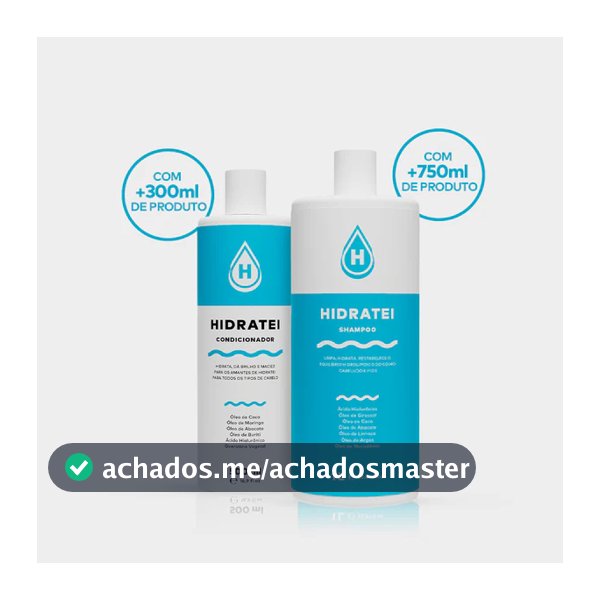 Kit Multifuncional Big Size Hidratei | Shampoo 1L + Condicionador 500ml