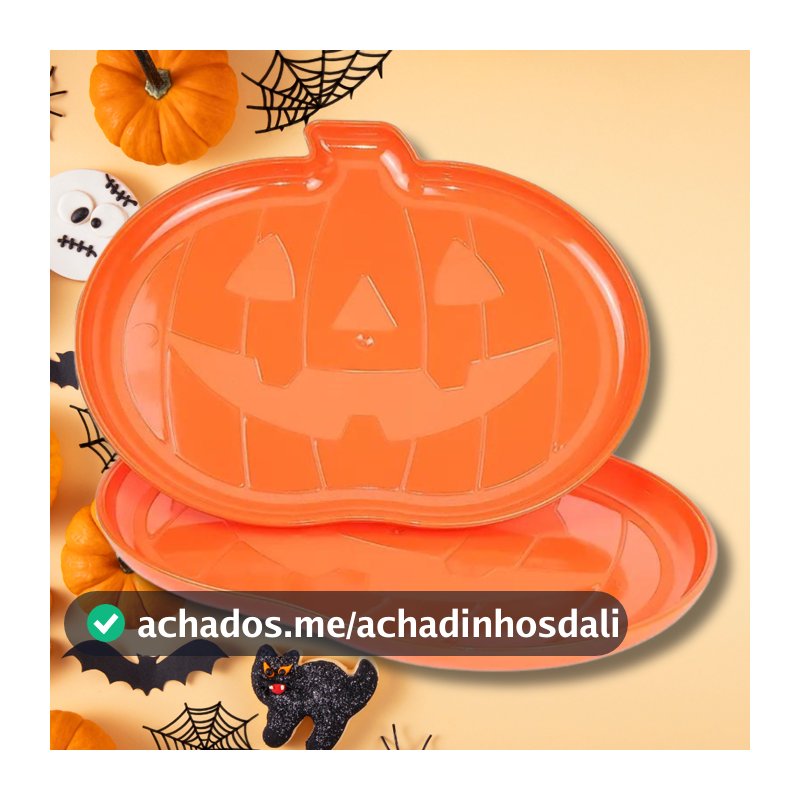 Bandeja de Halloween Abóbora e Morcego Decoração Enfeite