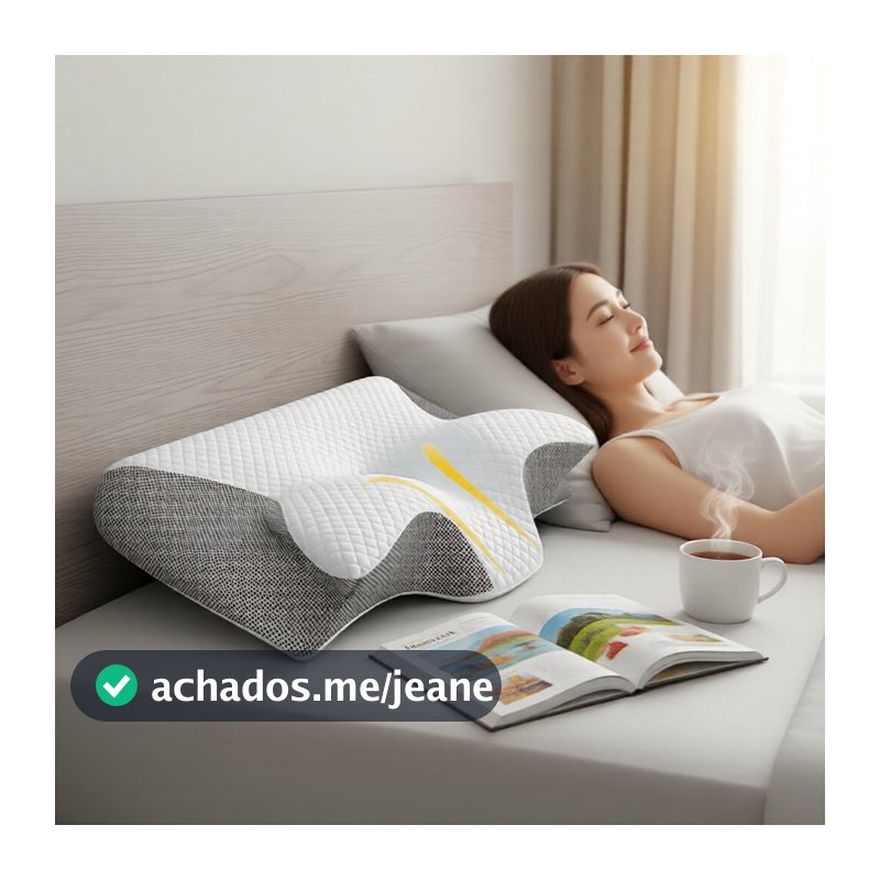 Travesseiro Japonês de Espuma de Memória para Ortopedia – Alívio Portátil para Dor Cervical e Suporte para Pescoço