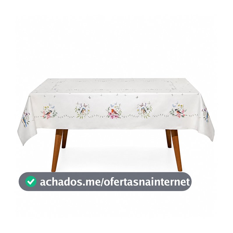 Toalha de Mesa Retangular Döhler Jardim 160x270 8 Lugares  Dohler Clean Fácil Limpeza