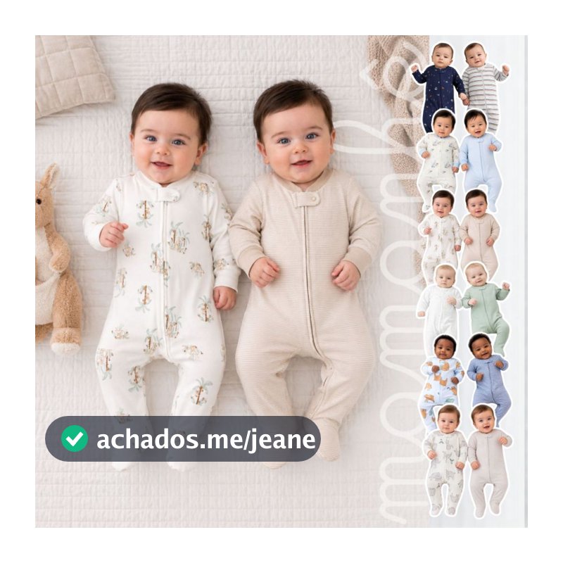 Kit Macacão Pijama Bebe Menino ORIGINAL 0 A 9 Meses