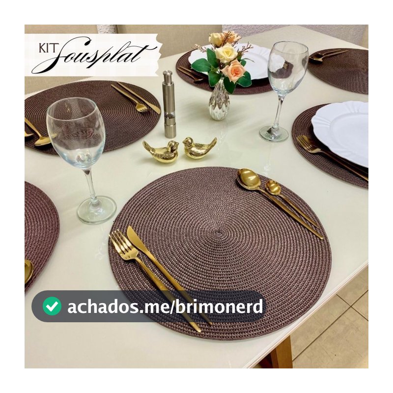 Kit 4/6 Peças Jogo Americano Redondo Sousplat Cozinha Jantar Descanso de Prato Sousplat Cozinha