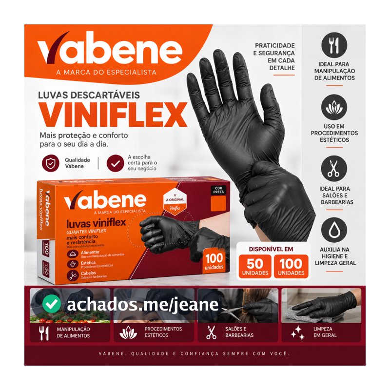 Kit de 100 ou 50 Luvas pretas sem pó viniflex descartáveis pronta entrega salão barbearia jardinagem