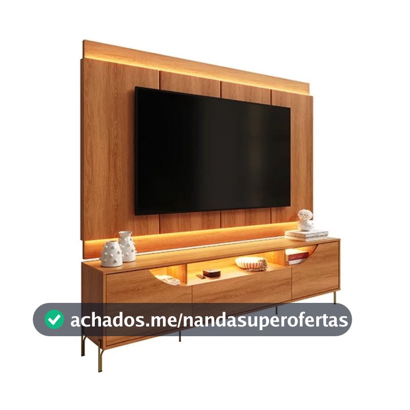 Rack Com Painel Imperiale Sala de Estar Luxuosa para TV até 75” LED Portas MDF Pés Ferro Movelove