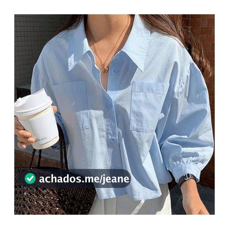 Camisa Feminina Over Alfaiataria Manga Bufante Elegante Luxo Blusa Moderna Com Botões Bolso Frontal Casual Trabalho