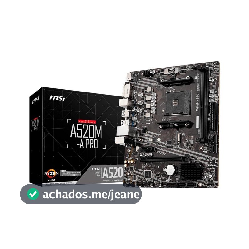 Placa-Mãe MSI A520M-A PRO, AMD AM4, mATX, DDR4, Preto - A520M-A PRO