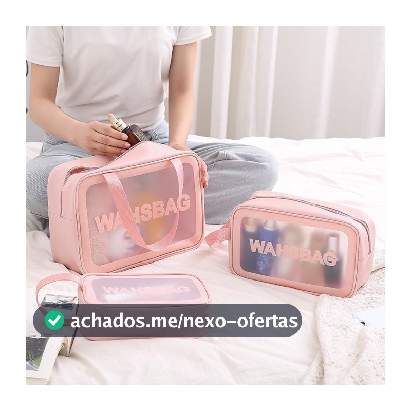 Kit 3 Necessaire Maquiagem Transparente WashBag A Prova De Água  332