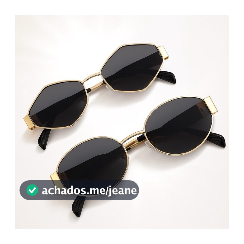Óculos de Sol Oval e Poligonal da Moda Estilo Retrô de Metal Vintage Tendência Blogueira