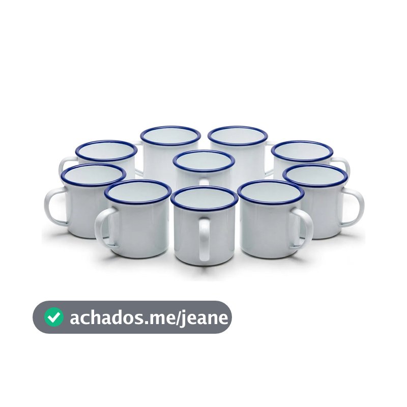 Kit C/ 10 Canecas Esmaltadas Branca Xícara 150ml Pequena