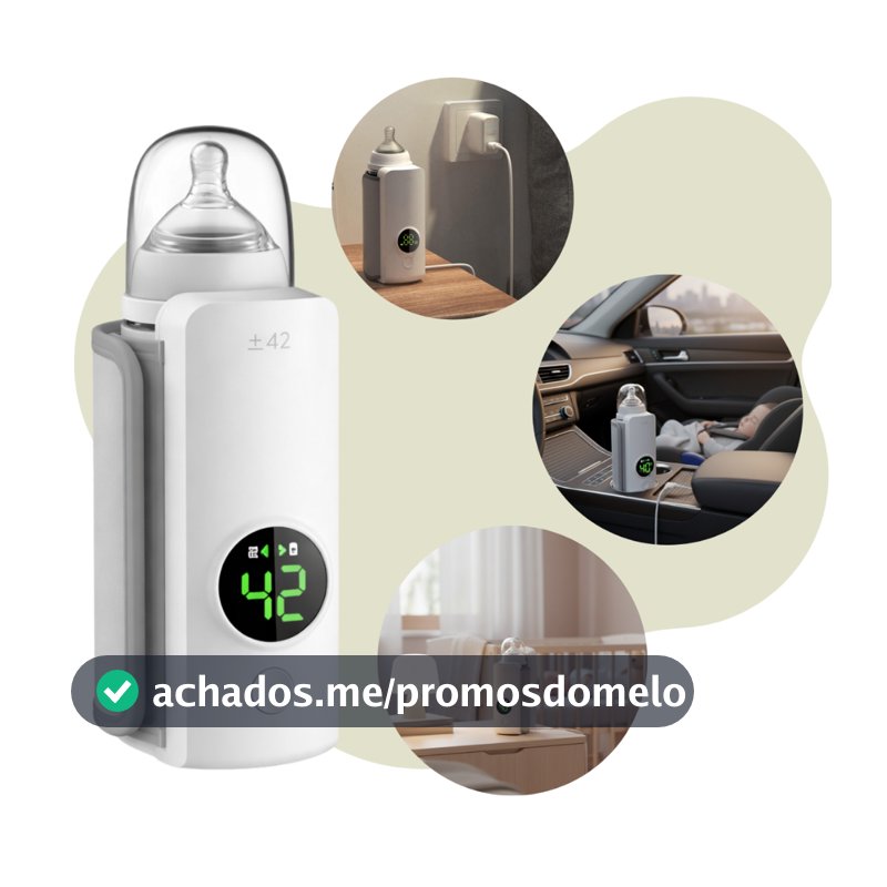 Aquecedor De Mamadeira Portátil Usb Sem Fio Recarregável Display Digital