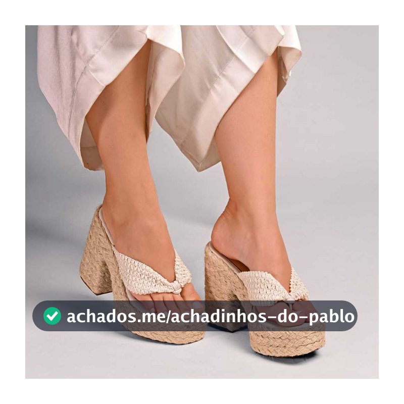 Sandália Trizzara Feminina Crochê Salto Plataforma Bege