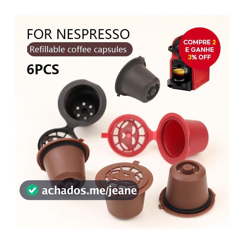 6 Peças Recarregáveis Reutilizáveis Para Cápsula Nespresso , Máquina De Café Expresso Cápsulas Com Colher Uma Escova