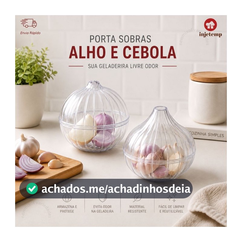 Kit Porta Sobras De Alho e Cebola Para Geladeira Conserva Sem Cheiro Odor Organizador Transparente Multiuso - New