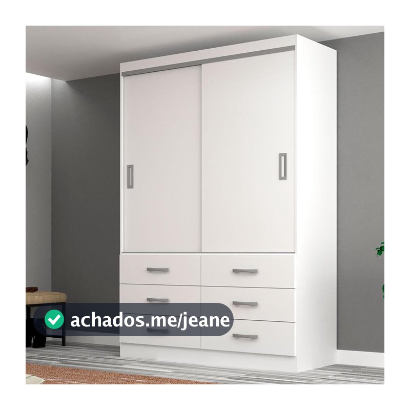 Guarda-Roupa Solteiro Veneza 2 PT 6 GV Branco