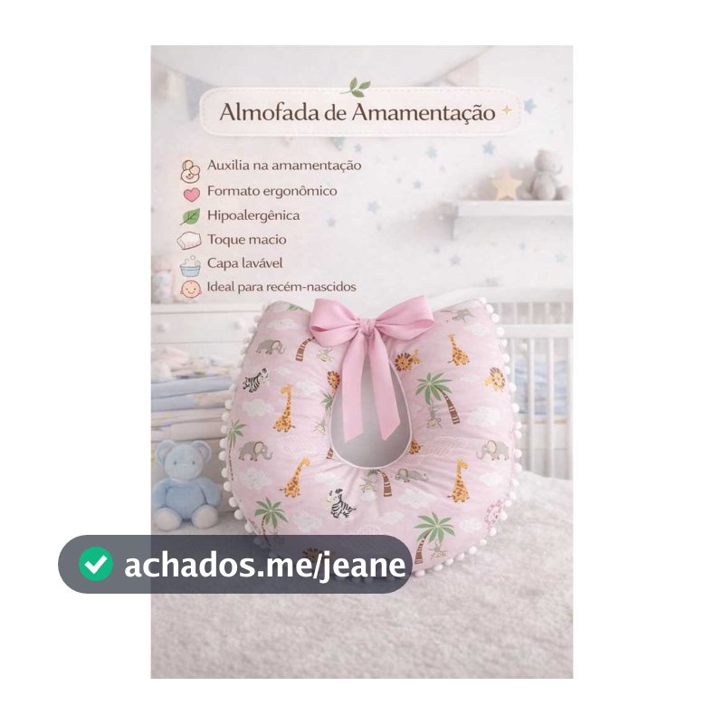 Almofada amamentação anatômica bebê luxo com pompom enxoval ergonômico confortável