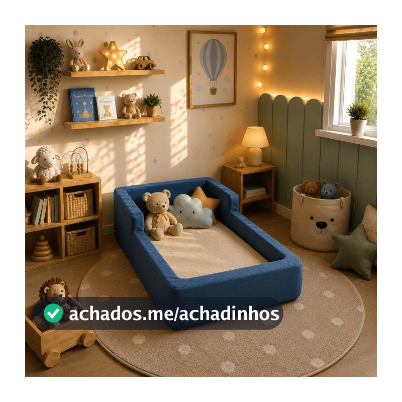 Cama Montessoriana Infantil Estofada com Proteção Lateral 100% Espuma D28 Conforto e Segurança Premium