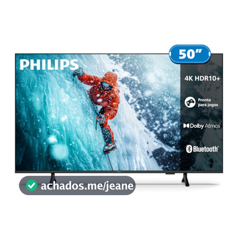 Smart TV Philips 50 Polegadas 4K 50PUG7300/78 UHD Titan OS Pixel Precise Comando de Voz