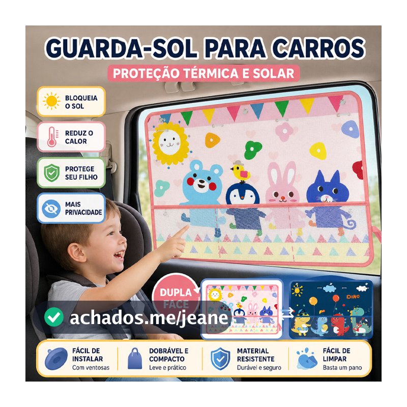 Cortina Protetor Solar para Janela de Carro Magnética Blackout Guarda-Sol Bebê Infantil Proteção UV Verão