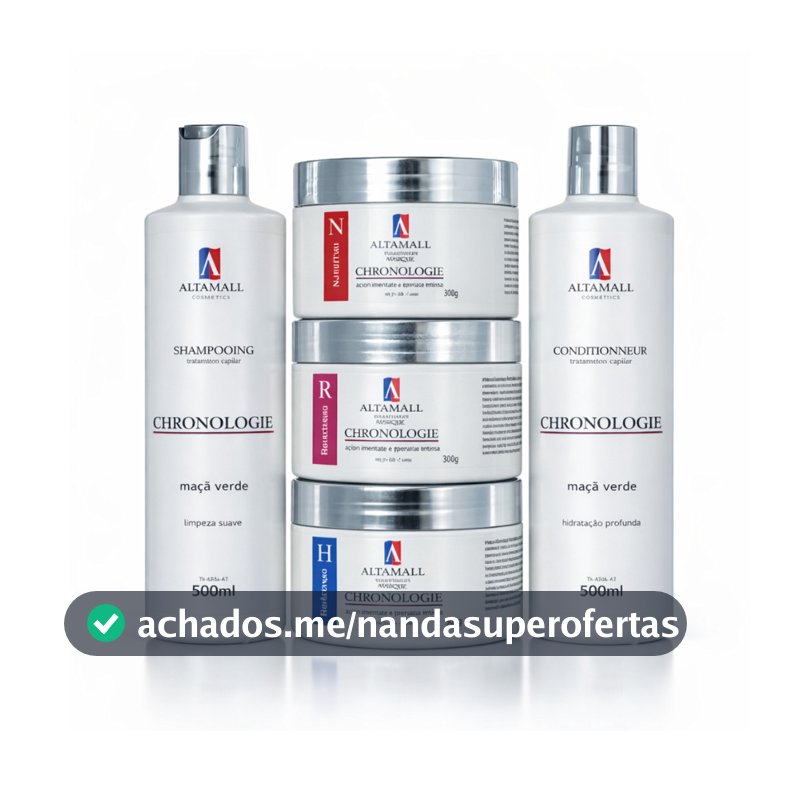 KIT 5 Cronograma Capilar Shampoo Condicionador Máscaras Hidratação Nutrição Reconstrução ALPHAHALL