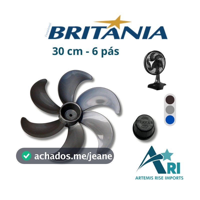 Hélice 30cm 6 Pás Funda para Ventilador Compatível com Britânia