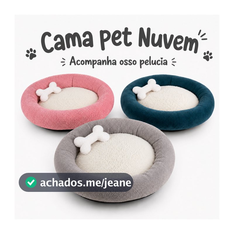 Cama Pet Nuvem Cachorro Gato Sherpa Macia Antialérgica Almofada Removível + Ossinho Pelúcia Pet
