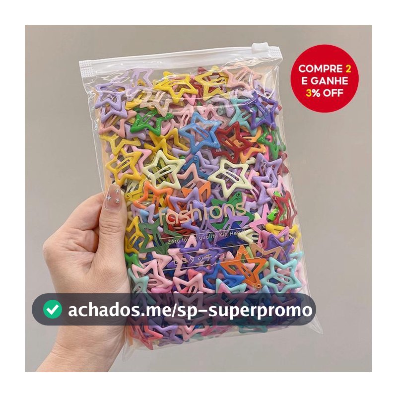 Presilhas de Cabelo Estrelas Coloridas para Meninas – 50 Unidades de Acessórios de Cabelo Fashion para Franjas Laterais