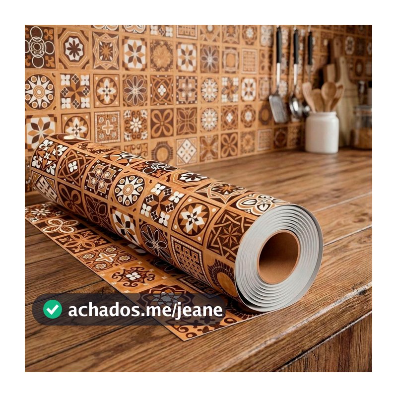 Papel de Parede Adesivo Vinílico Decorativo Azulejos Portugueses Terroso Marrom Cozinha Área Gourmet