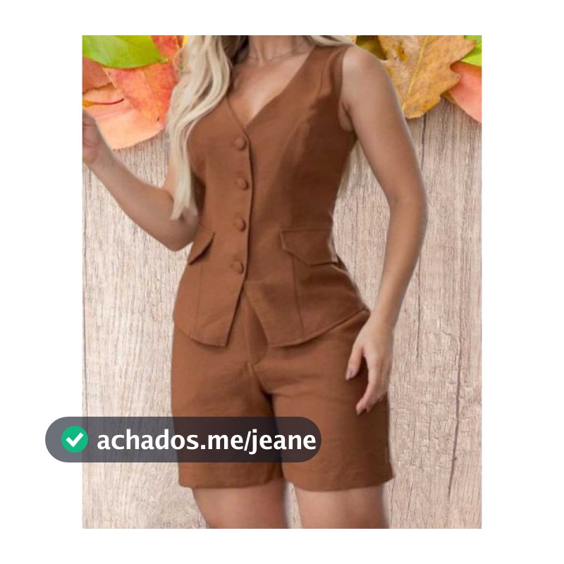 Conjunto Feminino Bermuda E Colete Alfaiataria Plus Size Varias Cores.