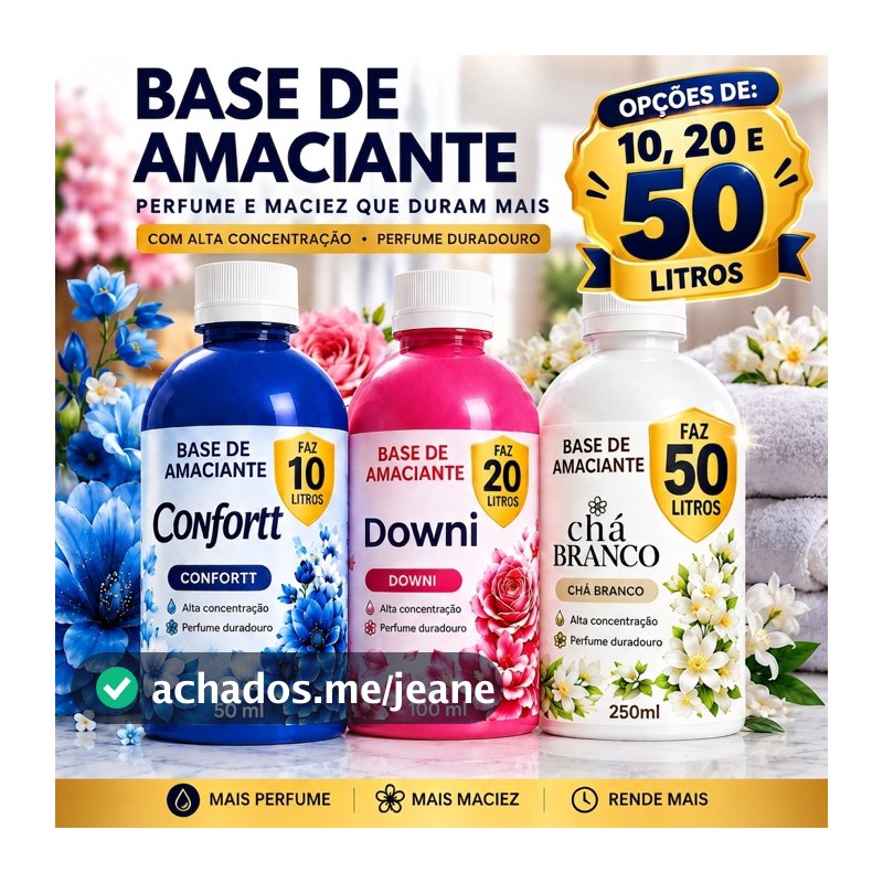 Base Amaciante Concentrada Cheiroso 50ml 100ml 250ml Rende até 10 20 e 50 litros Tipo Perfumado Rendimento Cheiroso