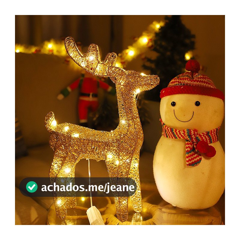 Rena Led Dourado Decoracao Natal Luzes Pisca Para Jardim 127 - 227v