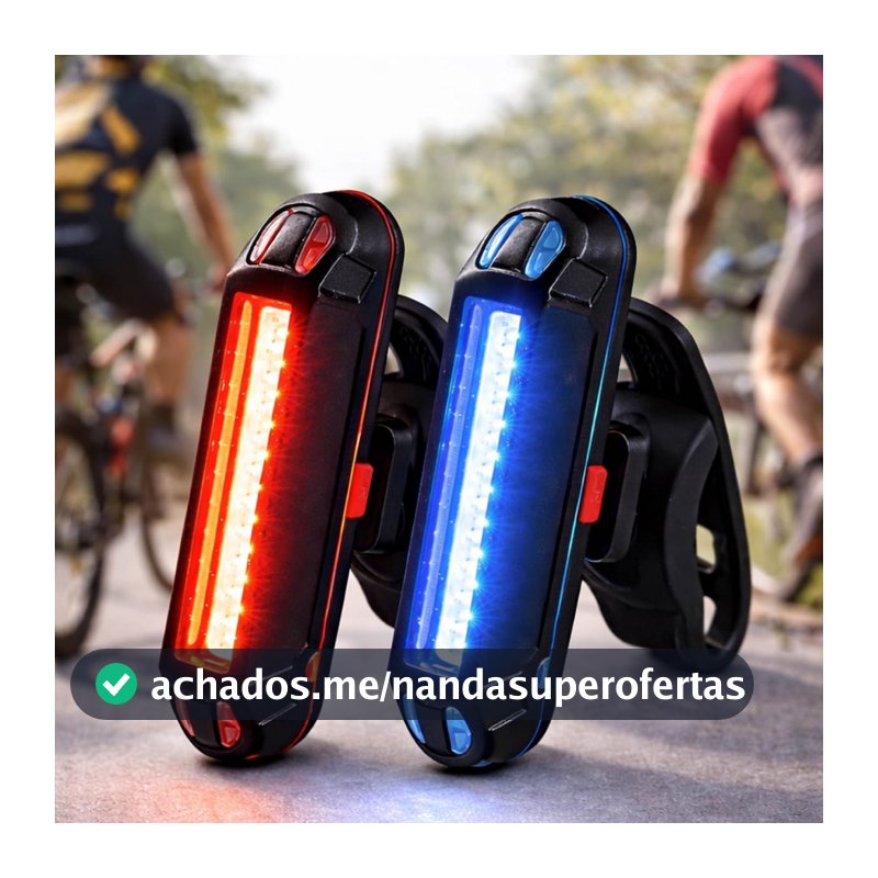 1/2 Lanterna Bike Bicicleta Led Sinalizador Recarregável Usb Traseiro Cor Azul e Vermelho