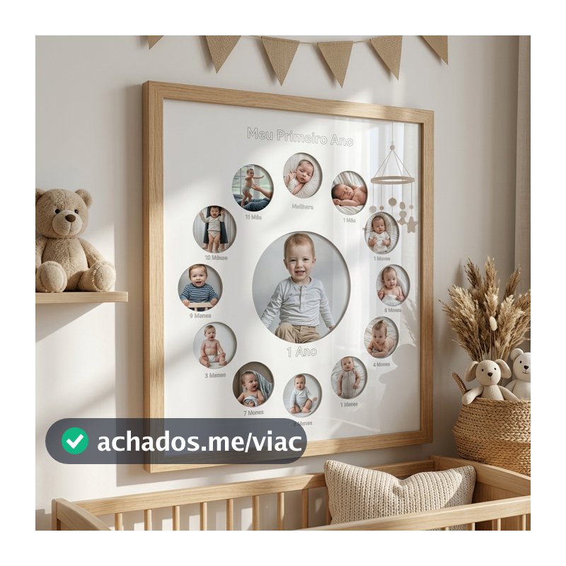 porta retrato 12 meses fotos crescimento  primeiro ano enfeite infantil decoração quarto de bebê